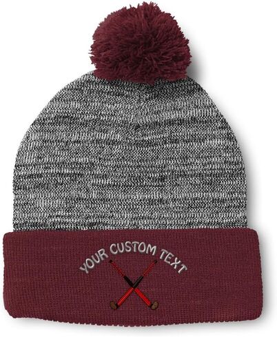 Speedy Pros Pom Pom Beanies for Women Sport Field Hockey Stick Embroidery Skull Cap Winter Hats for Men One Size in Saudi Arabia