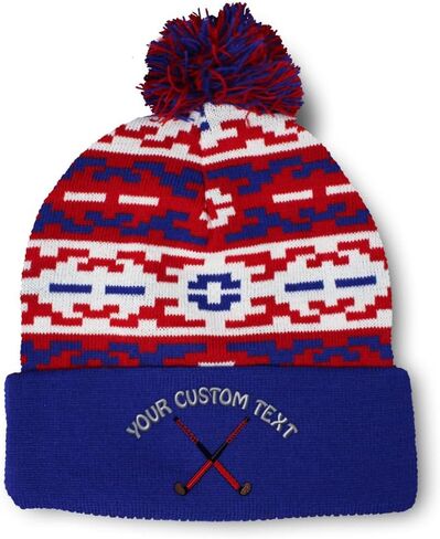 Speedy Pros Pom Pom Beanies for Women Sport Field Hockey Stick Embroidery Skull Cap Winter Hats for Men One Size in Saudi Arabia