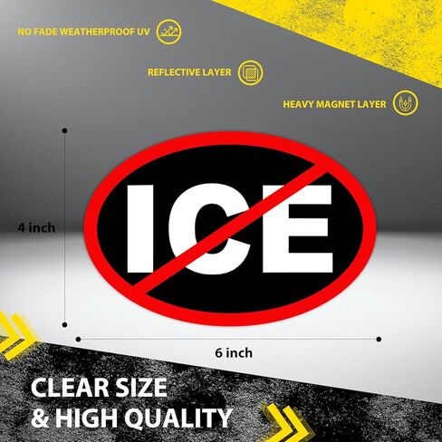 2 Pack NO ICE Car Magnet - 4x6 inches Anti ICE Vinyl Coat of Arms Auto Bumper Magnets - for Car Truck SUV, Mailboxes, or Any Other Magnetic Surfacet (Elliptical) in Saudi Arabia