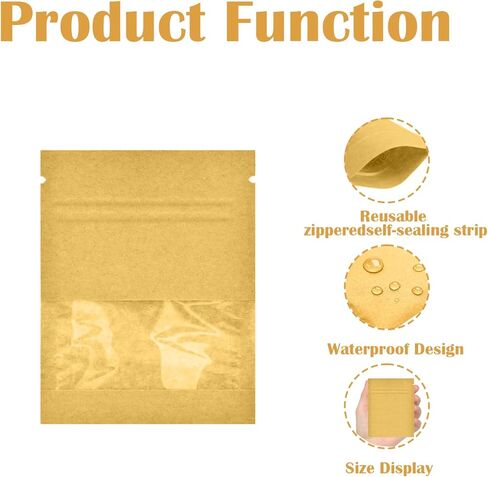 160 عبوة من Volokitx مقاس 2.8 × 3.5 بوصة مغلفات بذور قابلة للإغلاق مع نافذة شفافة، مغلفات ورق كرافت بنية صغيرة لتوفير البذور والحديقة المنزلية in Kuwait