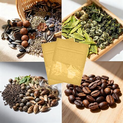 160 عبوة من Volokitx مقاس 2.8 × 3.5 بوصة مغلفات بذور قابلة للإغلاق مع نافذة شفافة، مغلفات ورق كرافت بنية صغيرة لتوفير البذور والحديقة المنزلية in Kuwait