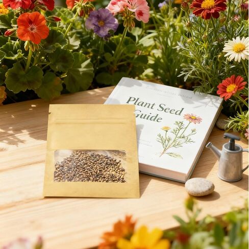 160 عبوة من Volokitx مقاس 2.8 × 3.5 بوصة مغلفات بذور قابلة للإغلاق مع نافذة شفافة، مغلفات ورق كرافت بنية صغيرة لتوفير البذور والحديقة المنزلية in Kuwait