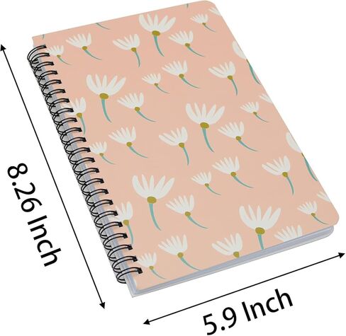 YIKANGHENG 4 Pcs A5 Size Spiral Notebook, 8.3 In x 5.9 In Thick Paper Hardcover 8mm Ruled 80 Sheets for Study Office and Notes (daisy) in Saudi Arabia