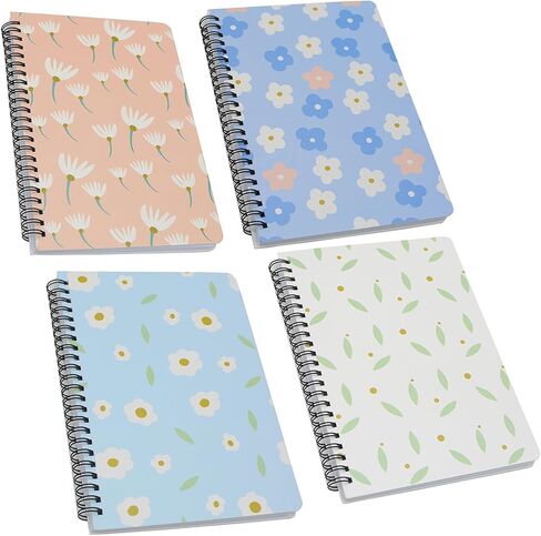 YIKANGHENG 4 Pcs A5 Size Spiral Notebook, 8.3 In x 5.9 In Thick Paper Hardcover 8mm Ruled 80 Sheets for Study Office and Notes (daisy) in Saudi Arabia