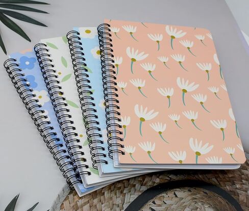 YIKANGHENG 4 Pcs A5 Size Spiral Notebook, 8.3 In x 5.9 In Thick Paper Hardcover 8mm Ruled 80 Sheets for Study Office and Notes (daisy) in Saudi Arabia