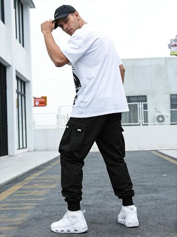 Men’s Cargo Jogger Pants Loose Fit Outdoor Casual Athletic Work Pants Straight Leg for Spring Fall in Saudi Arabia