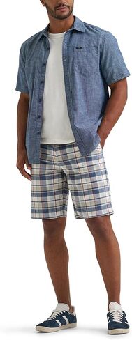Lee Men's Extreme Motion Flat Front Short, Slate Gray Plaid, 40 in Saudi Arabia