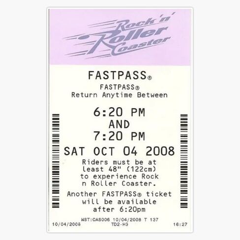 MAGNET Rock ´Nâ´ Roller Coaster Fastpass Magnetic Vinyl Sticker Decal Magnet 5" in Saudi Arabia