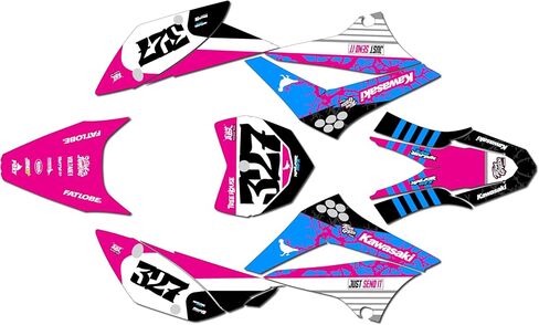 Graphics Kit for Kawasaki KLX110, KLX110R/RL (2010-2024) RAIL Series Pink 21 Mil - Dirt bike Custom Racing Graphics Decals Stickers Kit, no-plastics in Saudi Arabia