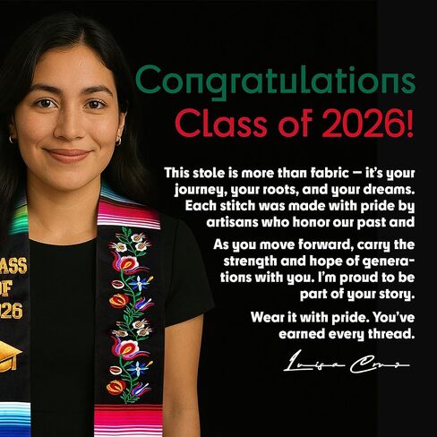 Mexican Graduation Sash Class of 2024 | Mexican Graduation Stole | Serape Stole in Kuwait