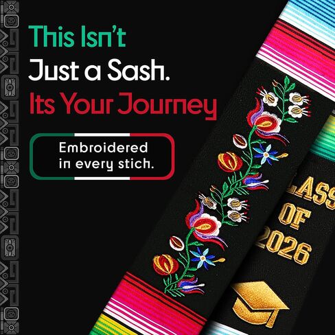Mexican Graduation Sash Class of 2024 | Mexican Graduation Stole | Serape Stole in Kuwait