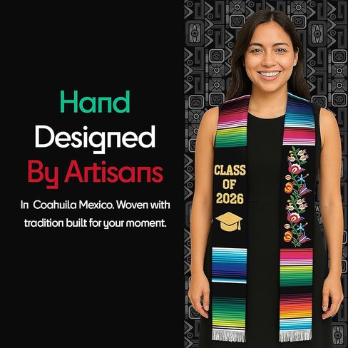 Mexican Graduation Sash Class of 2024 | Mexican Graduation Stole | Serape Stole in Kuwait