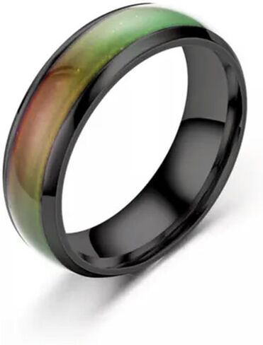Colour Changing Mood Ring Stainless Steel Ring Mens Women Band 6mm Rose Golden-golden-10 in Saudi Arabia