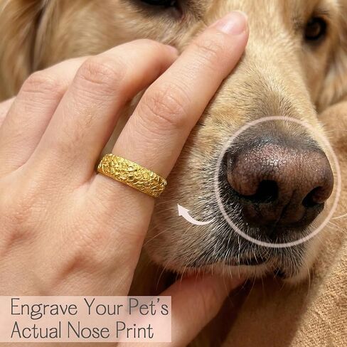 Custom Pet Noseprint Sterling Silver Ring – No Kit or Messy Wax Required! | Honor Your Once-In-A-Lifetime Bond | Cat and Dog Christmas Gifts for Pet Lovers | Personalized Pet Loss Sympathy Gift [6MM] in Kuwait