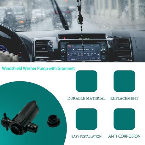 Black Windshield Washer Pump with Grommet for Lexus RX350 RX350L UX200 for Toyota C-HR Corolla Highlander RAV4 OE 85330-0E030 85330-0E031 85330-47100 Car Front Water Washer Fluid Pump in Kuwait