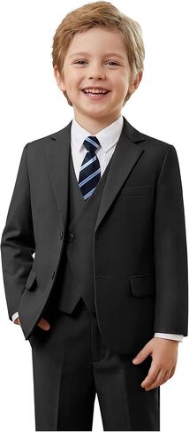 بدلة زفاف للأولاد مكونة من 5 قطع بقصة ضيقة للأطفال، بذلة رسمية مزدوجة الصدر للأطفال في سن المراهقة، زي حامل الخاتم in Kuwait