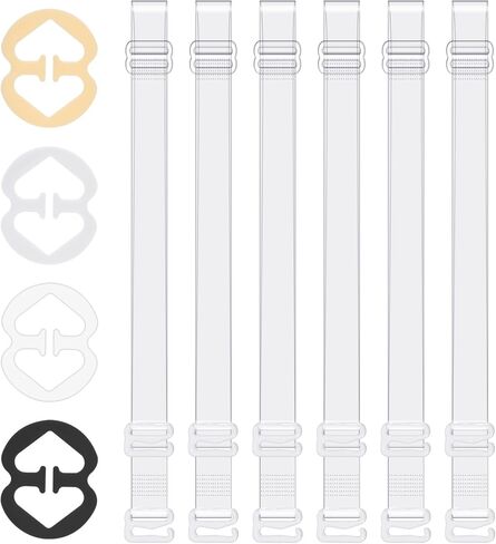12 PCS Clear Bra Straps for Women: 8 PCS Invisible Adjustable Clear Bra Straps and 4 PCS Bra Clips to Make Racerback, Bra Strap Holders for Slipping for Women in Saudi Arabia