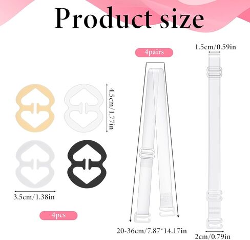 12 PCS Clear Bra Straps for Women: 8 PCS Invisible Adjustable Clear Bra Straps and 4 PCS Bra Clips to Make Racerback, Bra Strap Holders for Slipping for Women in Saudi Arabia