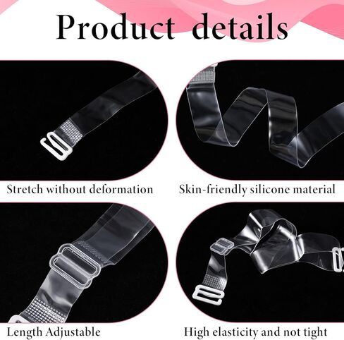 12 PCS Clear Bra Straps for Women: 8 PCS Invisible Adjustable Clear Bra Straps and 4 PCS Bra Clips to Make Racerback, Bra Strap Holders for Slipping for Women in Saudi Arabia
