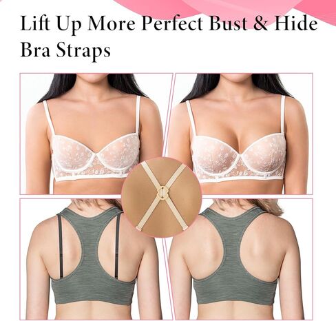 12 PCS Clear Bra Straps for Women: 8 PCS Invisible Adjustable Clear Bra Straps and 4 PCS Bra Clips to Make Racerback, Bra Strap Holders for Slipping for Women in Saudi Arabia
