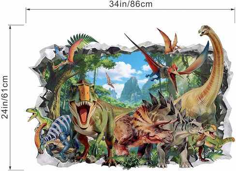 Dinosaur Wall Decals for Boys Kids: Removable Peel and Stick Vinyl Wall Stickers for Nursery Boys Room Kids Bedroom Decor Ages 0-12 Years with Easy Application in Saudi Arabia