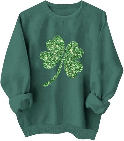 Women's St. Patricks Day Sweatshirt Shamrock Long Sleeve Crewneck Irish Shirts Oversized Holiday Casual Pullover Tops in Saudi Arabia
