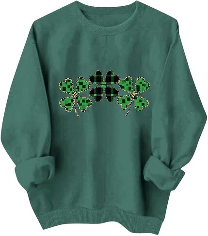 Women's St. Patricks Day Sweatshirt Shamrock Long Sleeve Crewneck Irish Shirts Oversized Holiday Casual Pullover Tops in Saudi Arabia