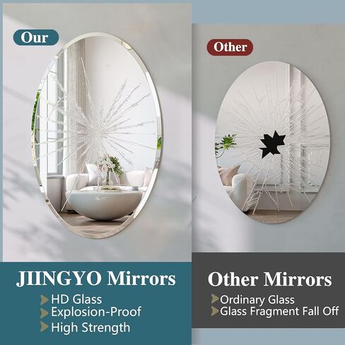 Frameless Oval Mirror, 22"x30" Beveled Oval Bathroom Mirrors, Wall Mounted Vanity Mirror for Bedroom, Entryway, Living Room, Hangs Horizontally or Vertically in Kuwait