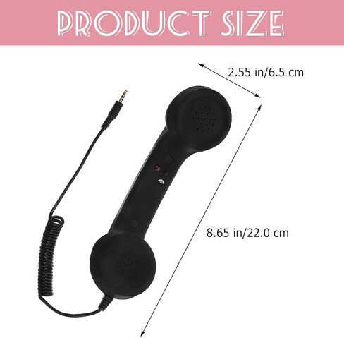 VILLCASE 3.5mm Retro Phone Handset for Smartphones Vintage Handset Adjustable Tone Phone Telephone Receiver Microphone for iOS Android Black in Saudi Arabia