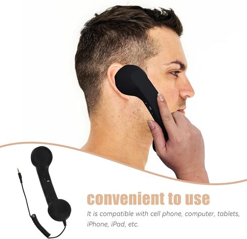 VILLCASE 3.5mm Retro Phone Handset for Smartphones Vintage Handset Adjustable Tone Phone Telephone Receiver Microphone for iOS Android Black in Saudi Arabia