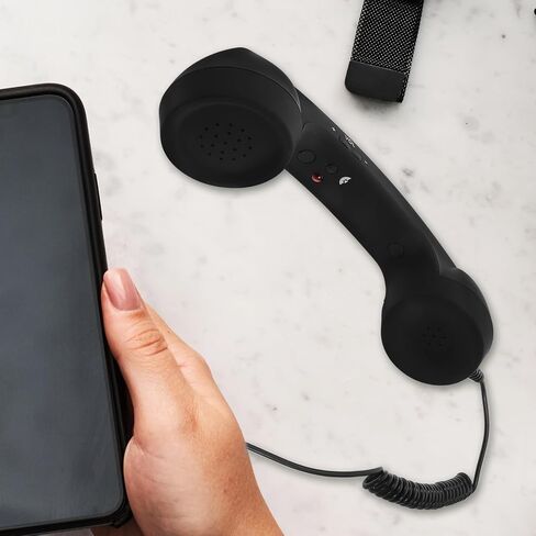 VILLCASE 3.5mm Retro Phone Handset for Smartphones Vintage Handset Adjustable Tone Phone Telephone Receiver Microphone for iOS Android Black in Saudi Arabia