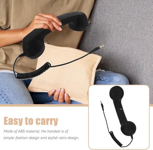 VILLCASE 3.5mm Retro Phone Handset for Smartphones Vintage Handset Adjustable Tone Phone Telephone Receiver Microphone for iOS Android Black in Saudi Arabia