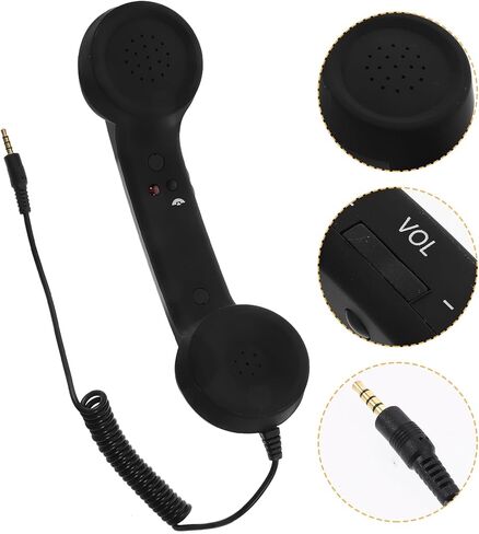 VILLCASE 3.5mm Retro Phone Handset for Smartphones Vintage Handset Adjustable Tone Phone Telephone Receiver Microphone for iOS Android Black in Saudi Arabia