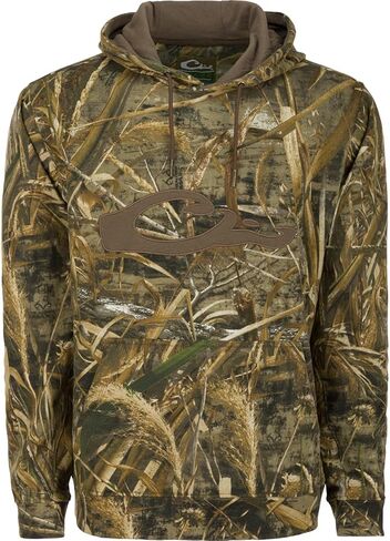 Drake Waterfowl Men's Soft Moisture-Wicking Hunting Hoodie w/Drawstring Hood & Kangaroo Pouch, Embroidered Logo, Max-5 Camo in Saudi Arabia