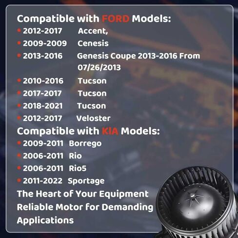محرك منفاخ HVAC لسيارة Hyundai Accent 2012-2017، متوافق مع 2013-2014 Hyundai Genesis Coupe، مناسب لـ 2010-2015 Hyundai Tucson 97111-2V000،97113-2P000 in Kuwait