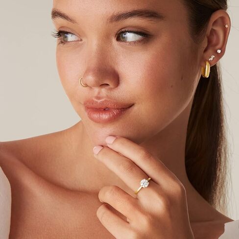 PAVOI 18K Sterling Silver Gold Round Cut Solitare 1.5 CT Moissanite Engagement Rings for Women - Moissanite Wedding Band for Women - Stone Promise Rings in Kuwait