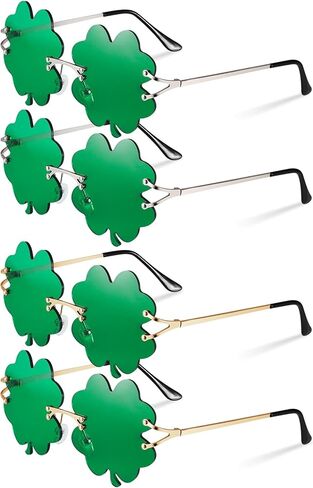JATEBI 4 Pairs St. Patrick’s Day Irish Shamrock Sunglasses Green Four Leaf Clover Glasses Leprechaun Costume Eyeglasses Saint Patrick Gift Eyewear Party Decorations Accessories in Saudi Arabia