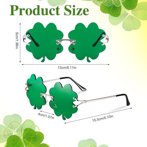 JATEBI 4 Pairs St. Patrick’s Day Irish Shamrock Sunglasses Green Four Leaf Clover Glasses Leprechaun Costume Eyeglasses Saint Patrick Gift Eyewear Party Decorations Accessories in Saudi Arabia