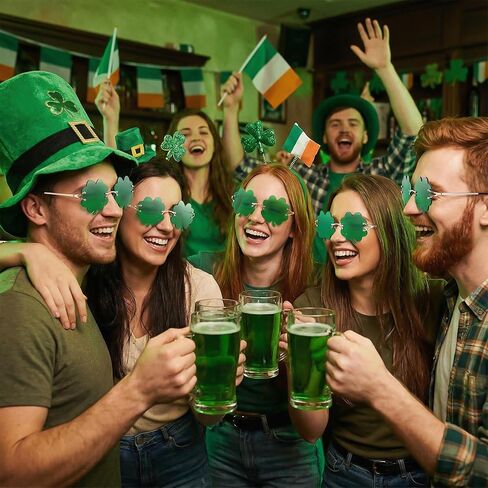 JATEBI 4 Pairs St. Patrick’s Day Irish Shamrock Sunglasses Green Four Leaf Clover Glasses Leprechaun Costume Eyeglasses Saint Patrick Gift Eyewear Party Decorations Accessories in Saudi Arabia