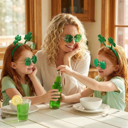 JATEBI 4 Pairs St. Patrick’s Day Irish Shamrock Sunglasses Green Four Leaf Clover Glasses Leprechaun Costume Eyeglasses Saint Patrick Gift Eyewear Party Decorations Accessories in Saudi Arabia