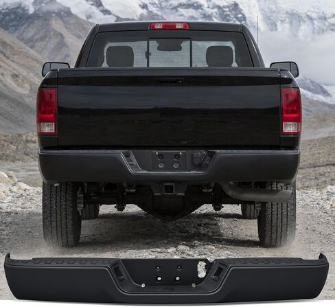 المصد الخلفي VRC متوافق مع 2013-2018 Ram 2500 3500 HD، استبدال المصد الخلفي من الفولاذ الأسود، مع ممتص الصدمات من قطعة واحدة مع مستشعر وقوف السيارات مع وسادات وأضواء لوحة الترخيص (أسود، مع فتحات مستشعر) in Kuwait