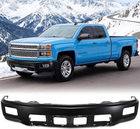 VRC Front Bumper Cover Assembly Face Bar Chrome Steel Compatible with 2014 2015 Chevy Silverado 1500 With Fog Holes W/o Parking Hole,One-Piece Bumper Replacement (Chrome, W/Fog Light Holes W/o) in Kuwait