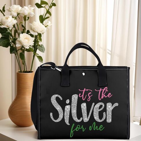 GJTIM Sorority Inspired Gift 25 Years of Sisterhood Gift It's The Silver Silver Star Sorority Sister Canvas Tote Bag in Saudi Arabia