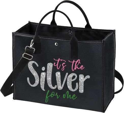GJTIM Sorority Inspired Gift 25 Years of Sisterhood Gift It's The Silver Silver Star Sorority Sister Canvas Tote Bag in Saudi Arabia