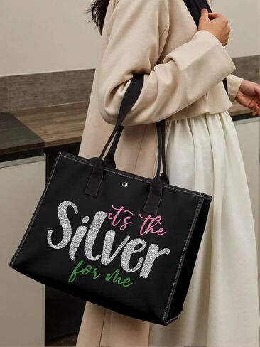 GJTIM Sorority Inspired Gift 25 Years of Sisterhood Gift It's The Silver Silver Star Sorority Sister Canvas Tote Bag in Saudi Arabia