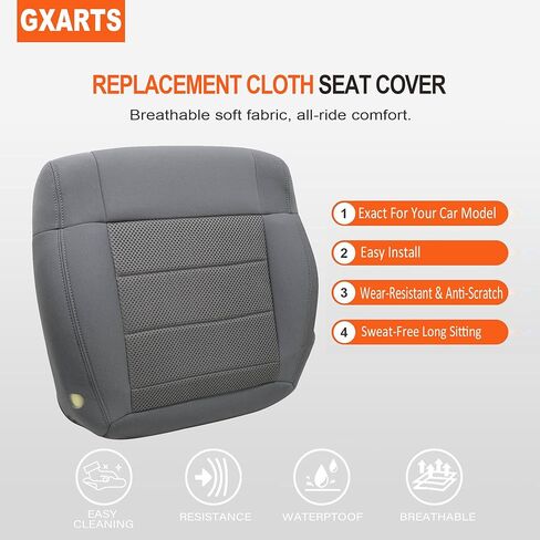 GXARTS Cloth Gray # E5DD Driver Side Bottom Replacement Seat Cover & Bottom Foam Cushion Pad Compatible with Jeep Wrangler 2008 2009 2010 in Saudi Arabia