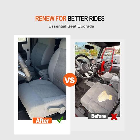 GXARTS Cloth Gray # E5DD Driver Side Bottom Replacement Seat Cover & Bottom Foam Cushion Pad Compatible with Jeep Wrangler 2008 2009 2010 in Saudi Arabia