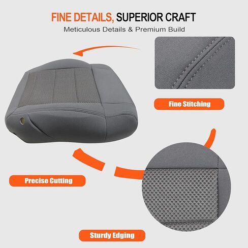 GXARTS Cloth Gray # E5DD Driver Side Bottom Replacement Seat Cover & Bottom Foam Cushion Pad Compatible with Jeep Wrangler 2008 2009 2010 in Saudi Arabia
