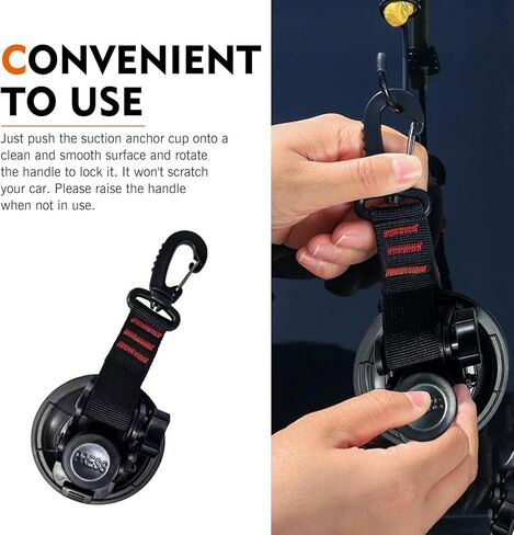 2 PCS Suction Cup Hooks, Heavy Duty Multifunctional Car Strong Suction Cup Anchor with S-Hook, Removable Outdoor Camping Essential Accessory, Universal for Car Awning Boat Camping (Black) in Saudi Arabia