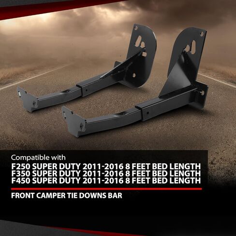 Front Camper Tie Downs Bar Powder Coated Compatible with Ford F250 F350 F450 Super Duty 2011-2016 8 Feet Bed Length Black in Saudi Arabia